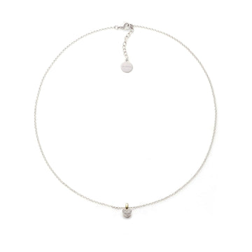 Collana Unoaerre argento bicolore cuore con pavé di zirconi MISURA UNICA