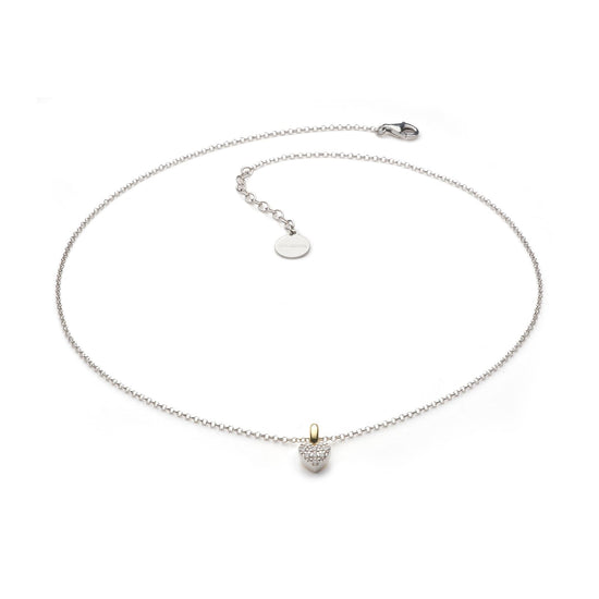Collana Unoaerre argento bicolore cuore con pavé di zirconi MISURA UNICA