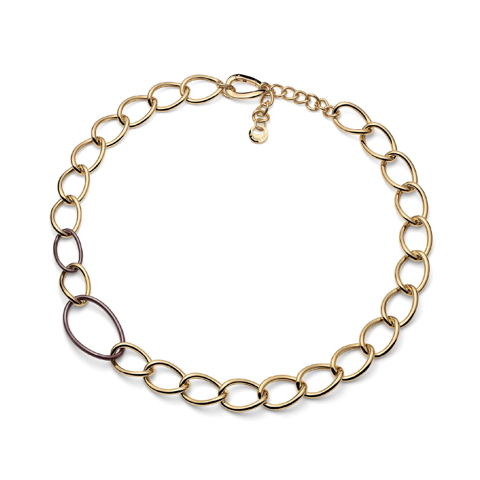 Collana Unoaerre maglie ovali in argento dorato e ceramica MISURA UNICA