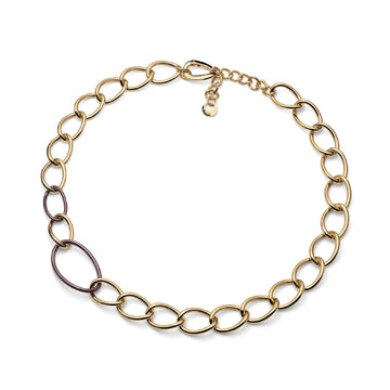 Collana Unoaerre maglie ovali in argento dorato e ceramica MISURA UNICA