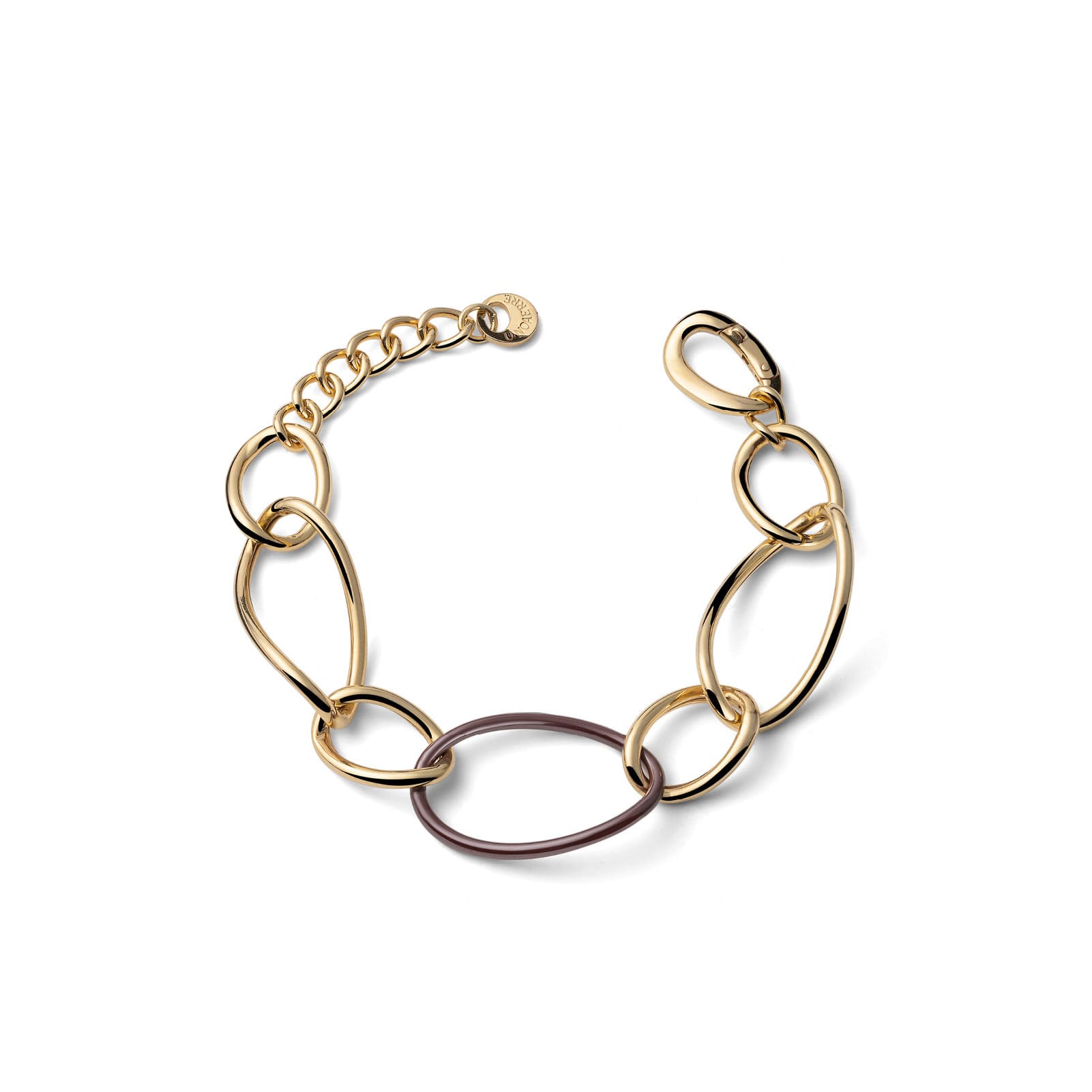 Bracciale Unoaerre maglie ovali in argento dorato e ceramica Regolabile 16,5-19,5 cm