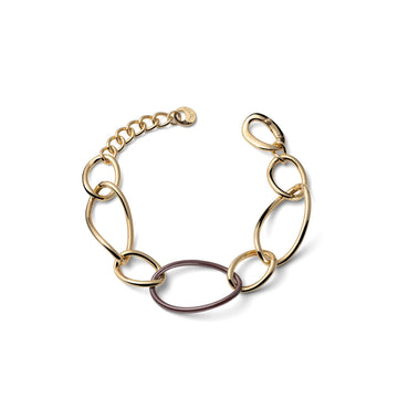 Bracciale Unoaerre maglie ovali in argento dorato e ceramica Regolabile 16,5-19,5 cm