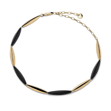 Collana girocollo Unoaerre in argento dorato e dettagli neri MISURA UNICA