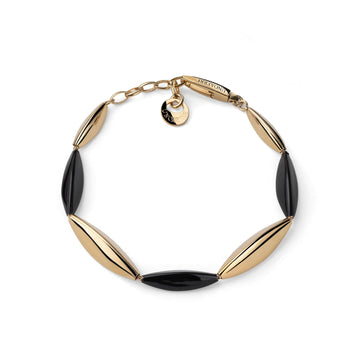 Bracciale catena Unoaerre in argento dorato e dettagli neri Regolabile 18-21 cm