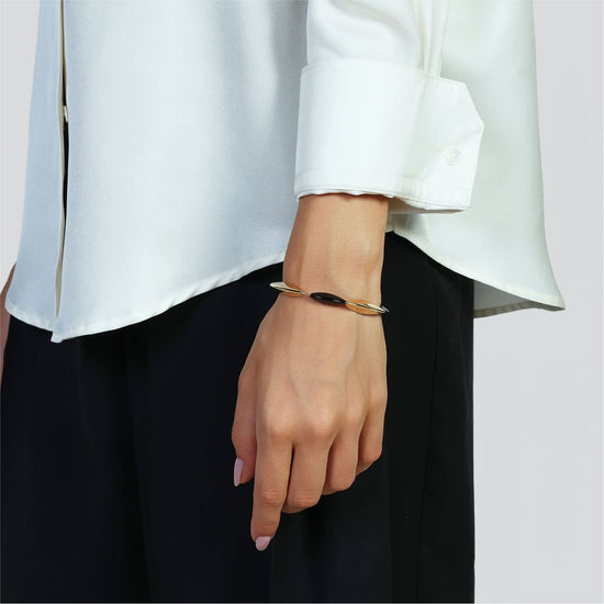 Bracciale catena Unoaerre in argento dorato e dettagli neri Regolabile 18-21 cm