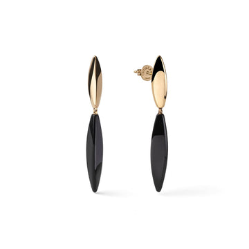 Orecchini pendenti Unoaerre in argento dorato e dettagli neri MISURA UNICA