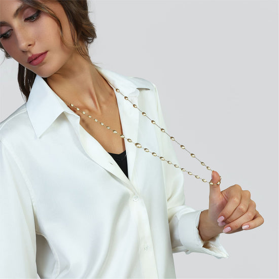 Collana lunga Unoaerre in argento dorato con perle satinate MISURA UNICA