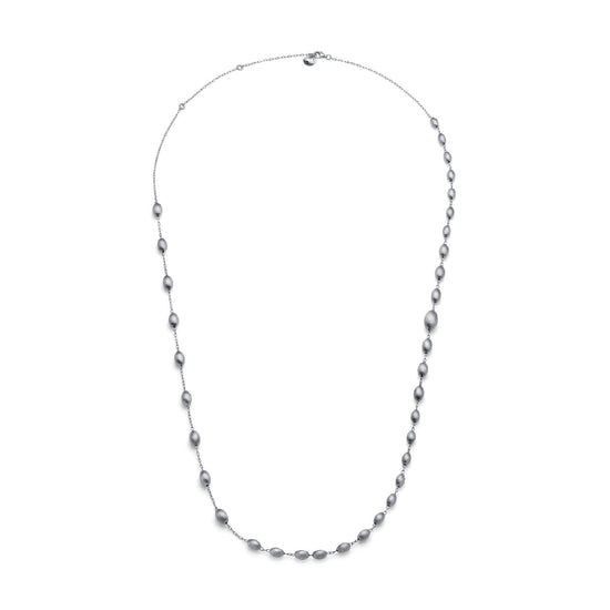 Collana lunga Unoaerre in argento satinato e dettagli ovali MISURA UNICA