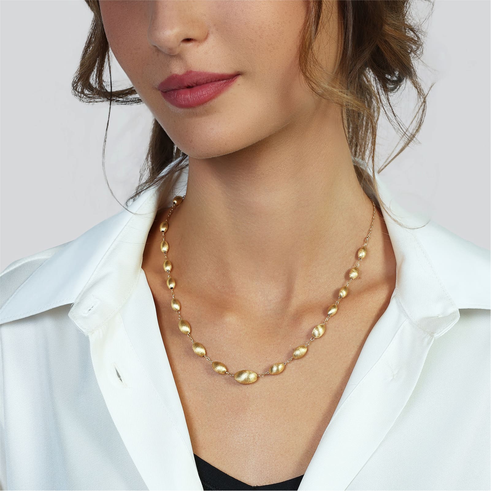 Collana girocollo Unoaerre in argento dorato con dettagli ovali MISURA UNICA