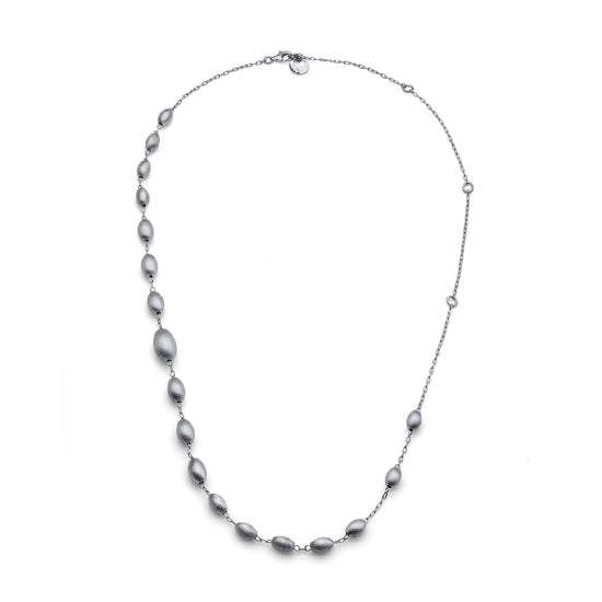 Collana girocollo Unoaerre argento rodiato e perle satinate MISURA UNICA