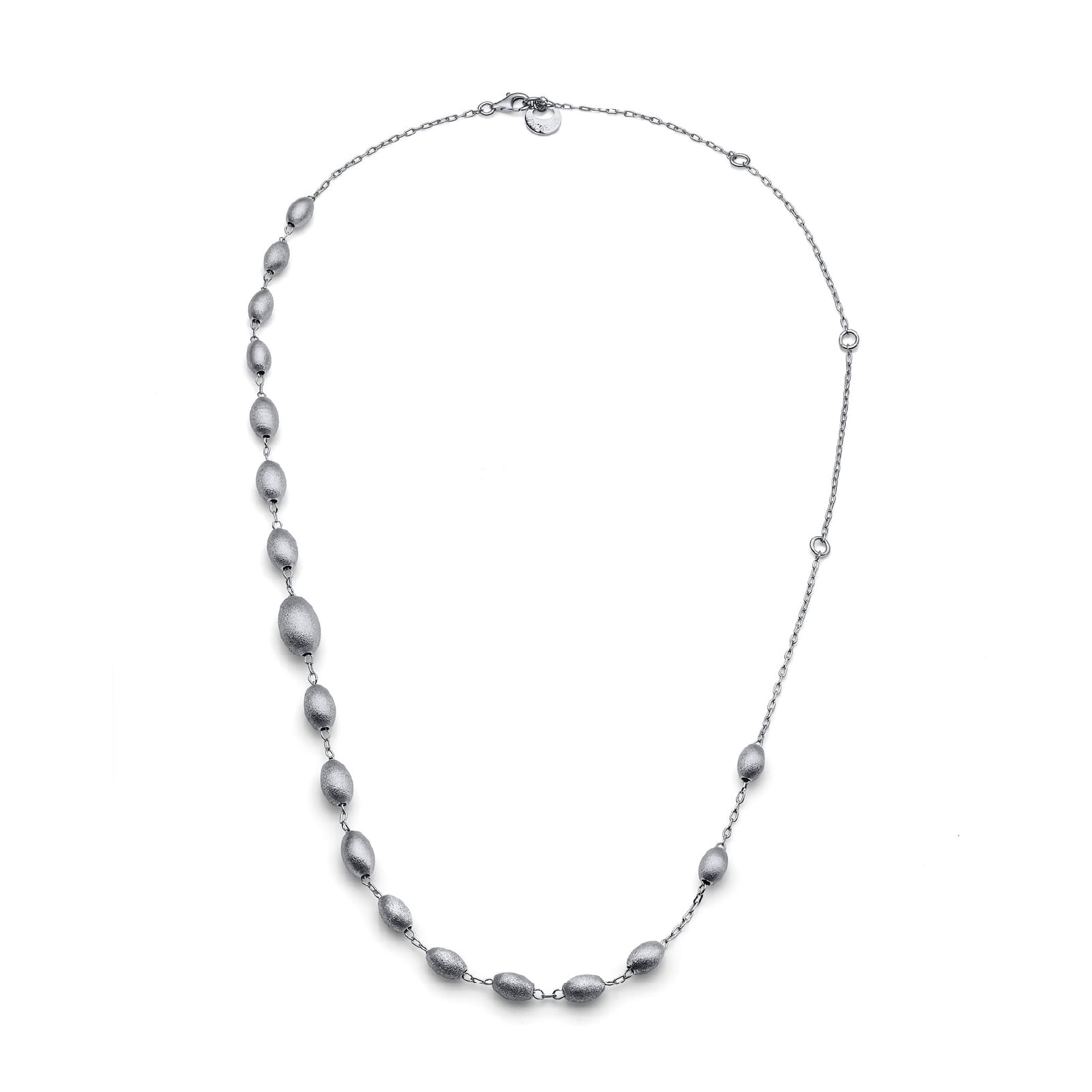 Collana girocollo Unoaerre argento rodiato e perle satinate MISURA UNICA