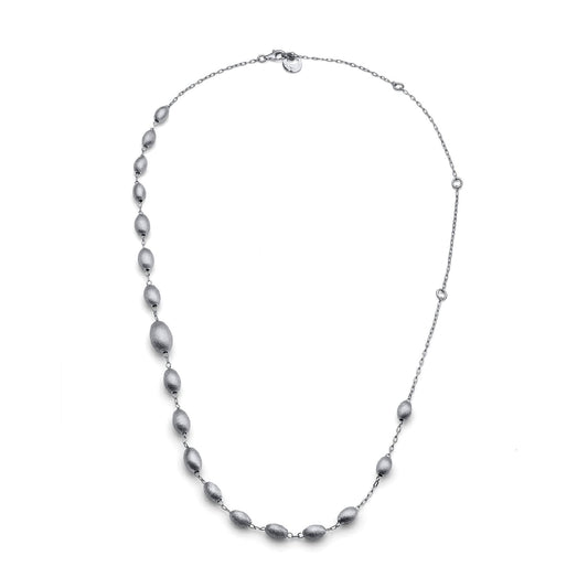 Collana girocollo Unoaerre argento rodiato e perle satinate MISURA UNICA