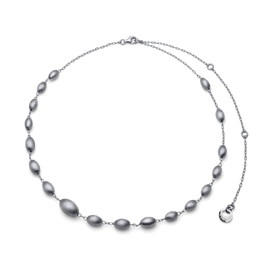 Collana girocollo Unoaerre argento rodiato e perle satinate MISURA UNICA