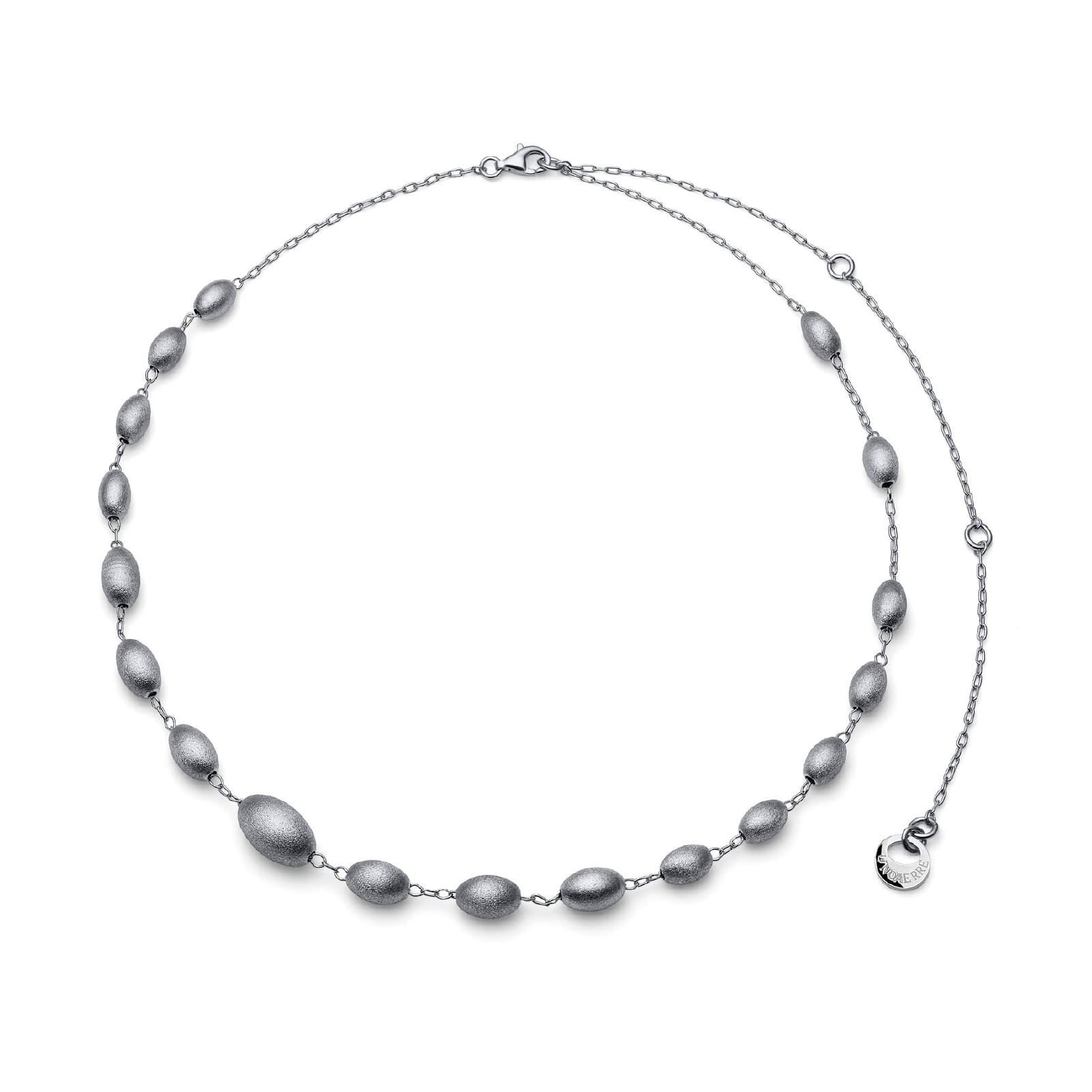 Collana girocollo Unoaerre argento rodiato e perle satinate MISURA UNICA