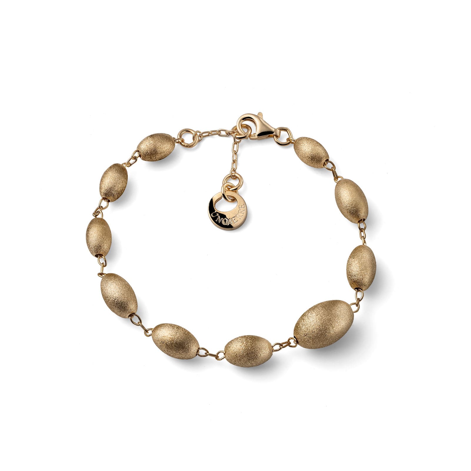 Bracciale catena Unoaerre in argento dorato e perle satinate Regolabile 17-19,5 cm