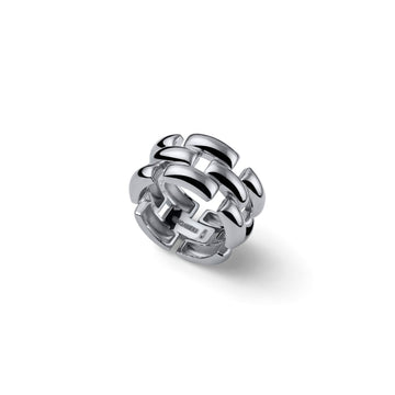 Anello Unoaerre in argento rodiato lucido con catena Panthere Regolabile dalla 12 alla 18