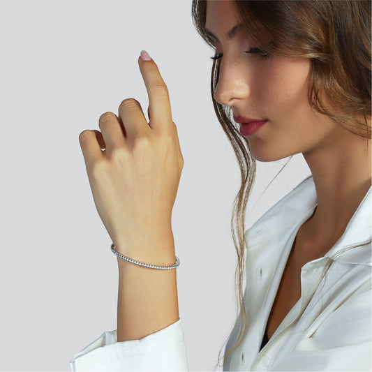 Bracciale tennis rigido Unoaerre argento e zirconi 16-17 cm Rigido