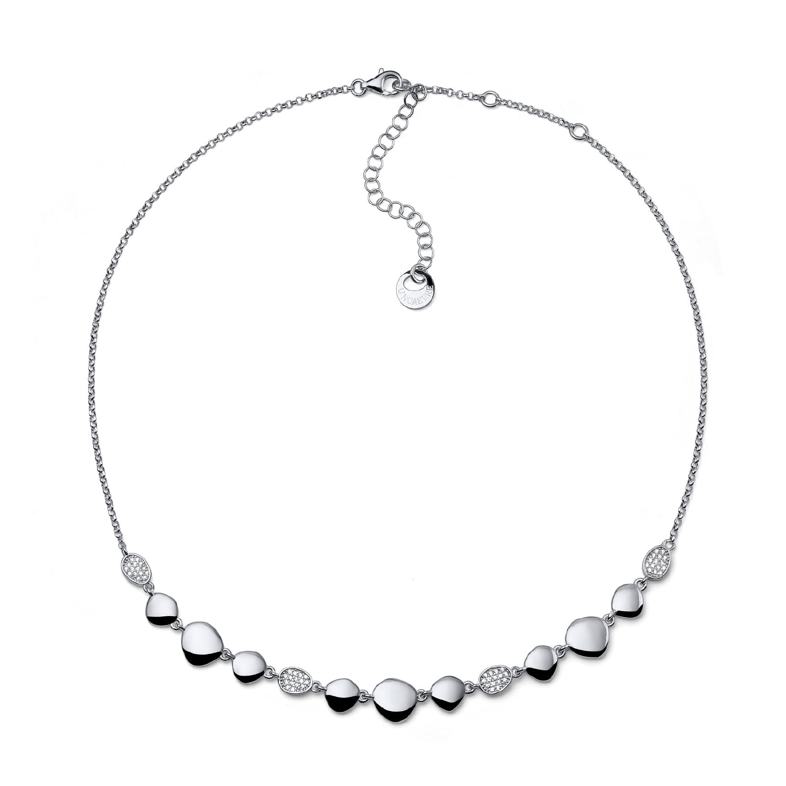 Collana Unoaerre Sparkle con elementi ovali e pavè zirconi MISURA UNICA