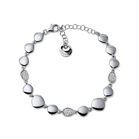 Bracciale Unoaerre Sparkle con elementi ovali e pavè di zirconi 20 cm