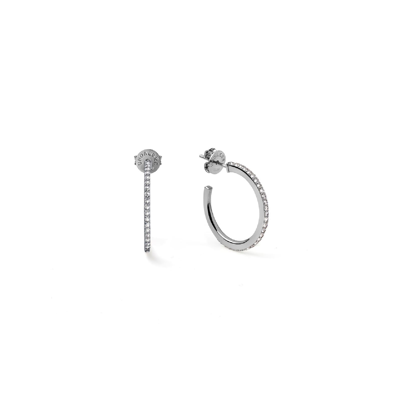 Orecchini a cerchio Unoaerre Luxury in argento con zirconi MISURA UNICA