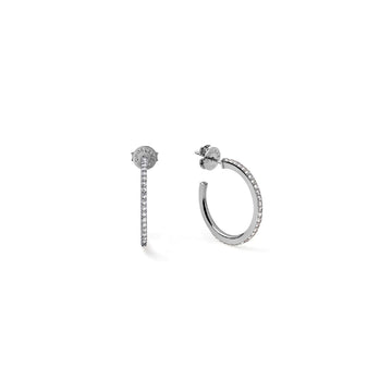 Orecchini a cerchio Unoaerre Luxury in argento con zirconi MISURA UNICA