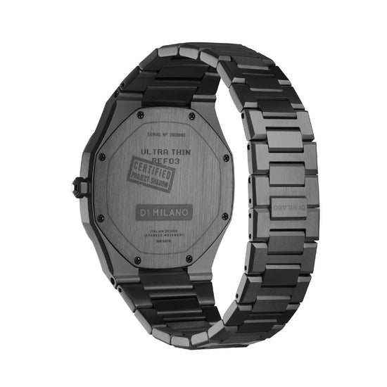 Orologio solo tempo D1 Milano Shadow uomo in acciaio pvd nero cassa 40 mm UTBJSH-3