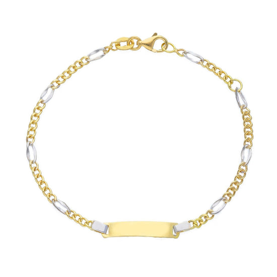 Bracciale bambini JOY Gioielli Oro in oro giallo e bianco con targhetta VBD060GB15T-1