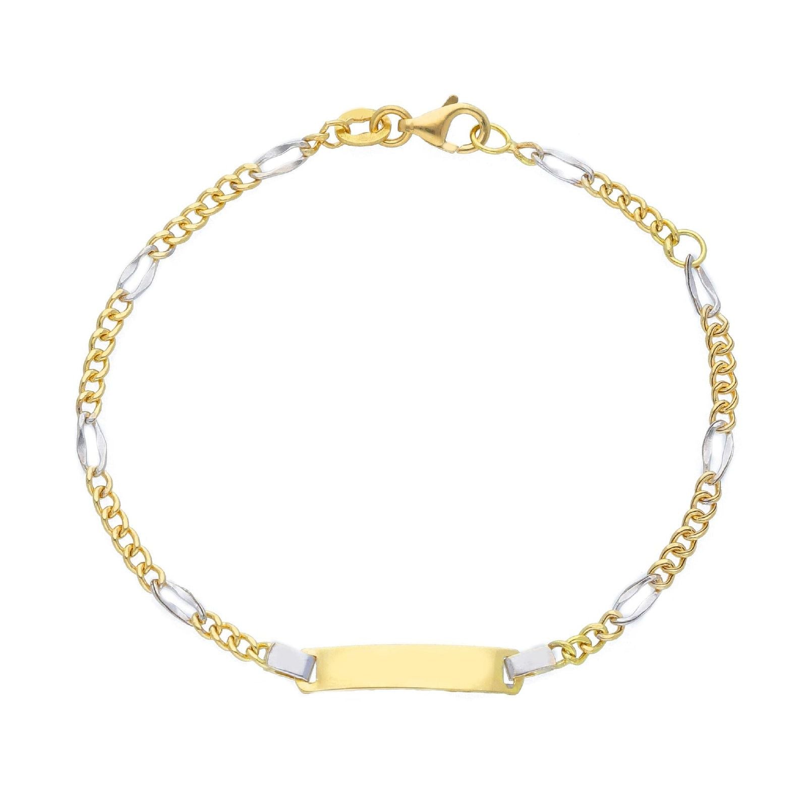 Bracciale bambini JOY Gioielli Oro in oro giallo e bianco con targhetta VBD060GB15T-1