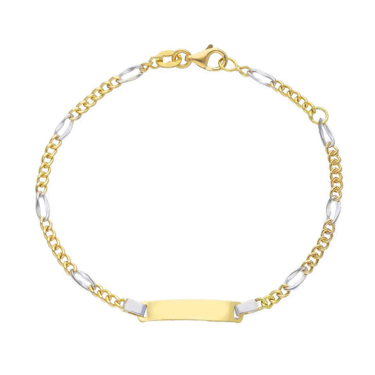 Bracciale bambini JOY Gioielli Oro in oro giallo e bianco con targhetta VBD060GB15T-1