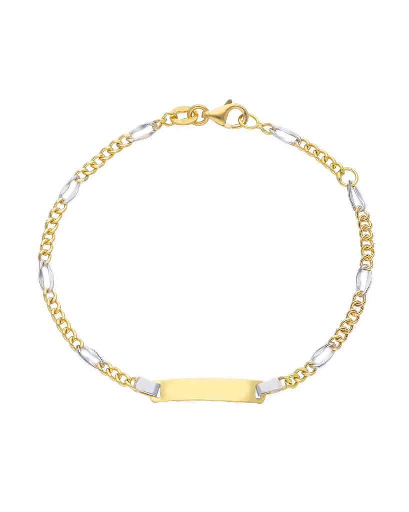 Bracciale catena da bambino/a JOY Gioielli Oro in oro bianco e giallo 18kt con targhetta VBD060GB15T