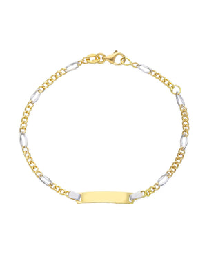 Bracciale catena da bambino/a JOY Gioielli Oro in oro bianco e giallo 18kt con targhetta VBD060GB15T