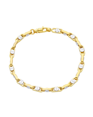 Bracciale catena da uomo JOY Gioielli Oro in oro giallo e bianco 18kt con maglie ovali ed elementi centrali VDB312GB21