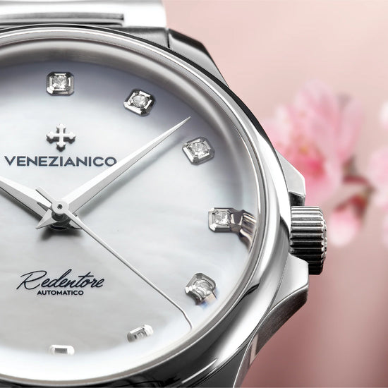 Orologio auto Venezianico acciaio 12 diamanti e madreperla VE.1121520C