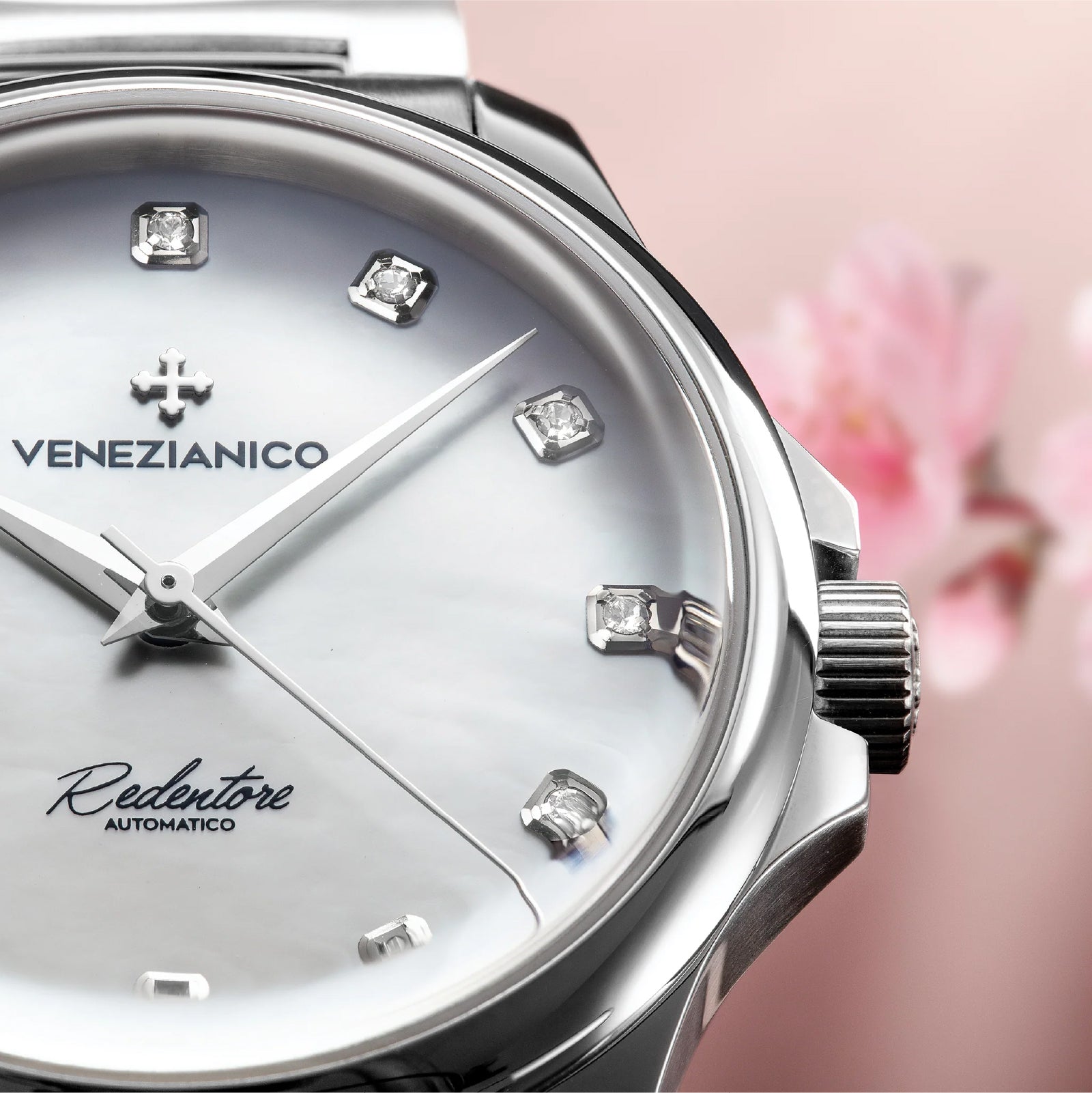 Orologio auto Venezianico acciaio 12 diamanti e madreperla VE.1121520C
