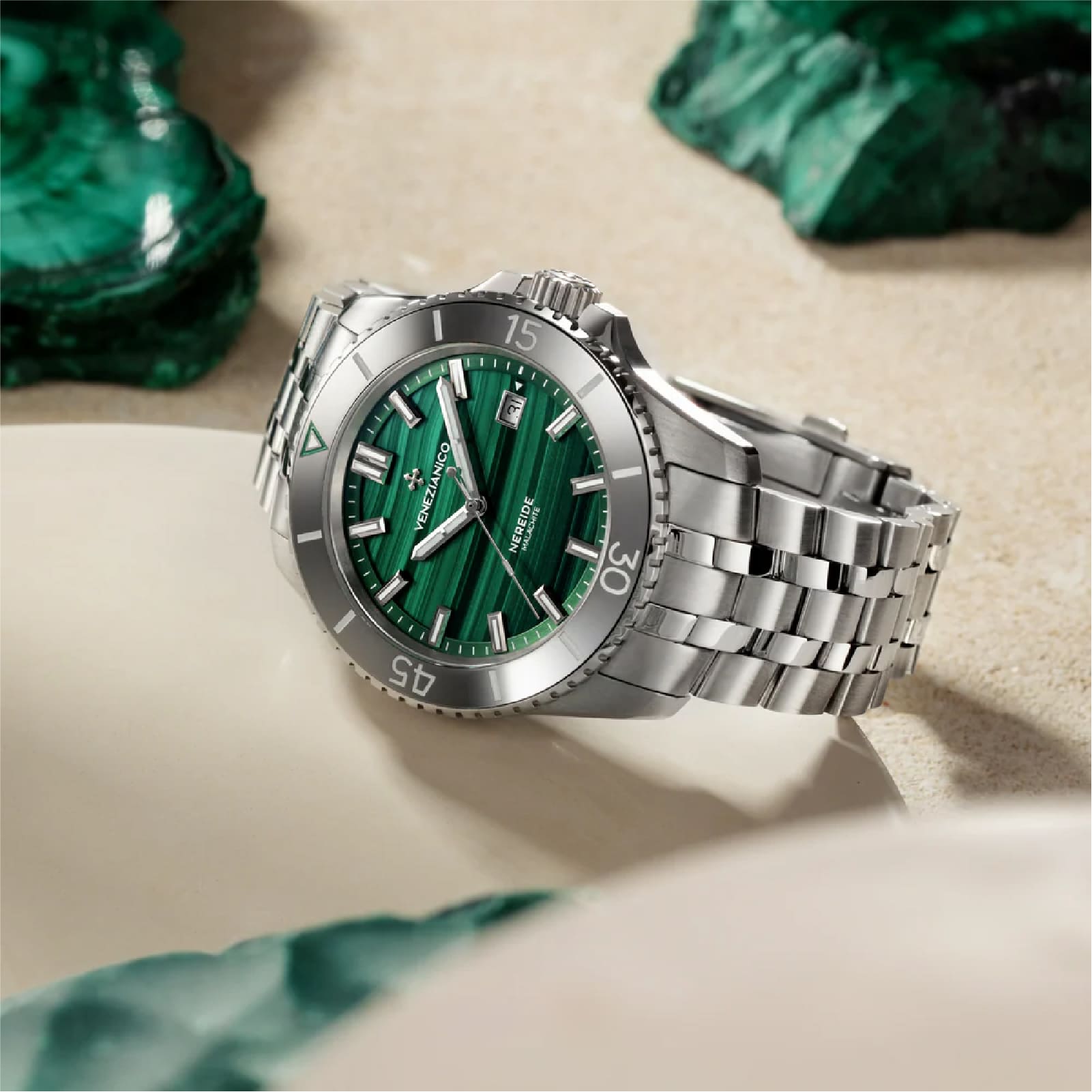 Orologio automatico Venezianico Arsenale Nereide Malachite 39mm MISURA UNICA