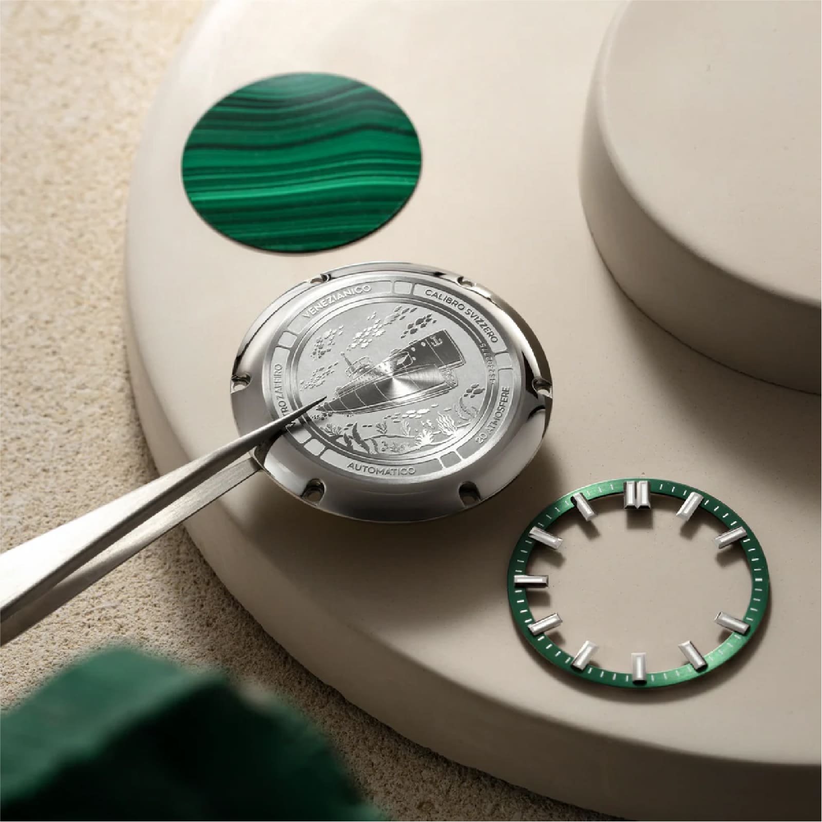 Orologio automatico Venezianico Arsenale Nereide Malachite 39mm MISURA UNICA