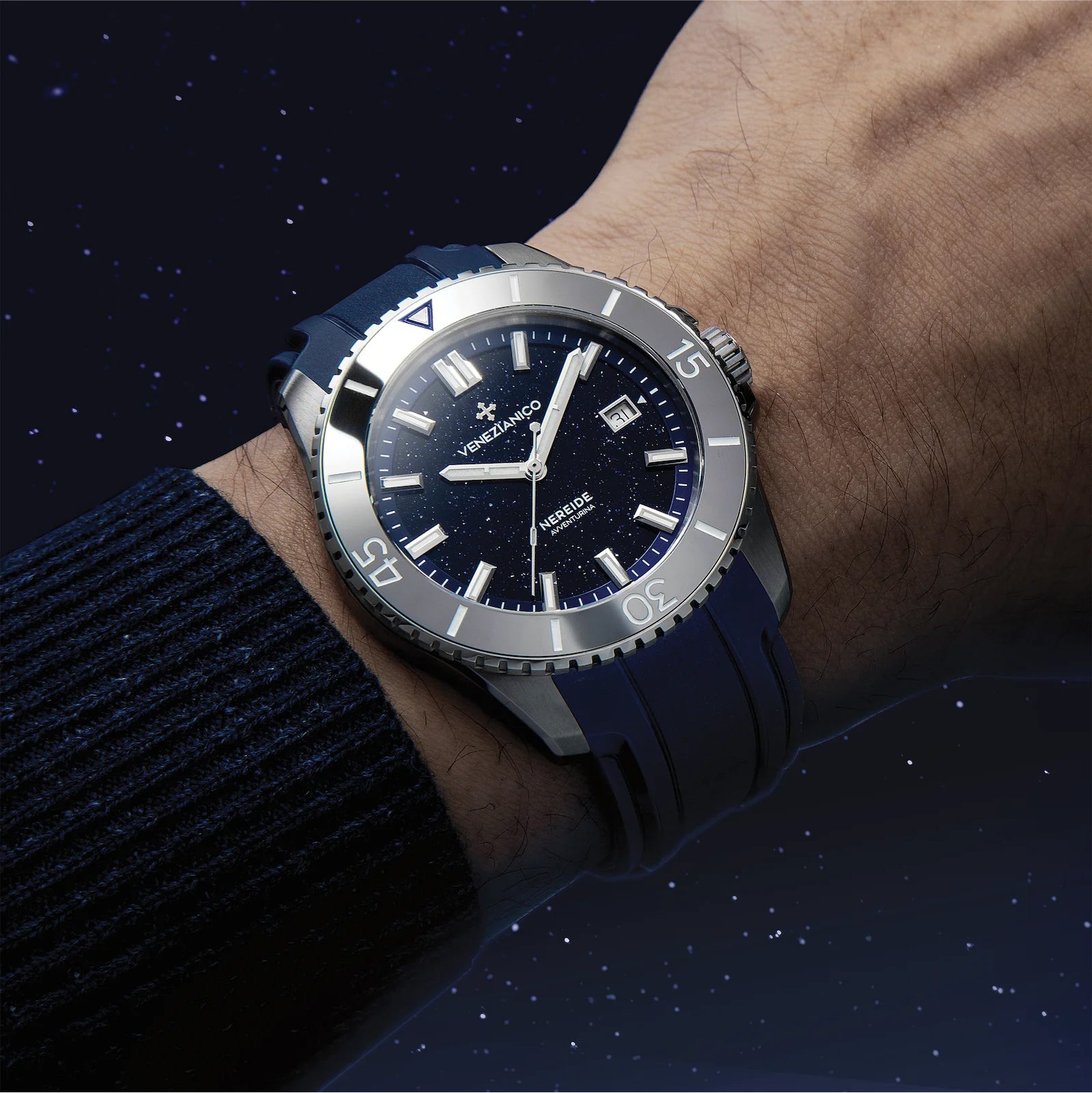Orologio automatico 42mm Venezianico acciaio gomma blu VE.4521550