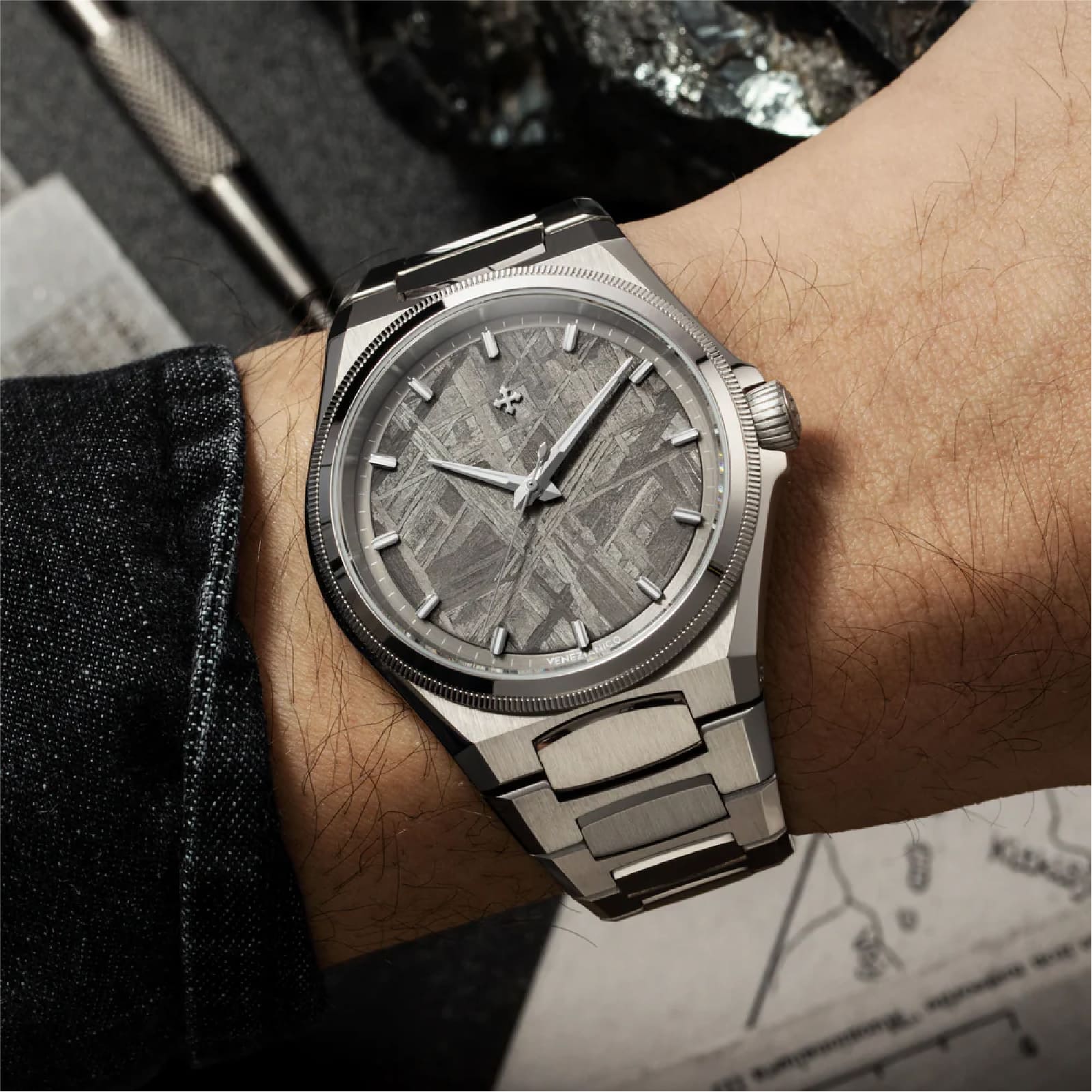 Orologio automatico Venezianico Arsenale Meteorite quadrante grigio MISURA UNICA
