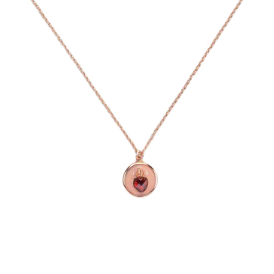 Collana Versari argento con cuore sacro e cristallo lampone MISURA UNICA