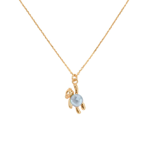 Collana Versari argento con orsetto appeso e pietra azzurra MISURA UNICA