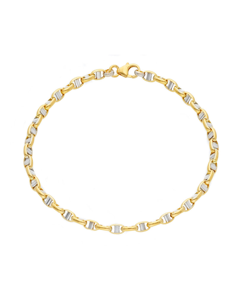 Bracciale catena da uomo JOY Gioielli Oro in oro bianco e giallo 18kt con maglie ovali bicolor VTS140GB21