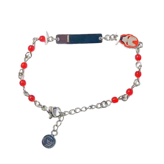 Bracciale bimbi Disney acciaio con piastrina e inserto Iron Man Regolabile 14-18 cm