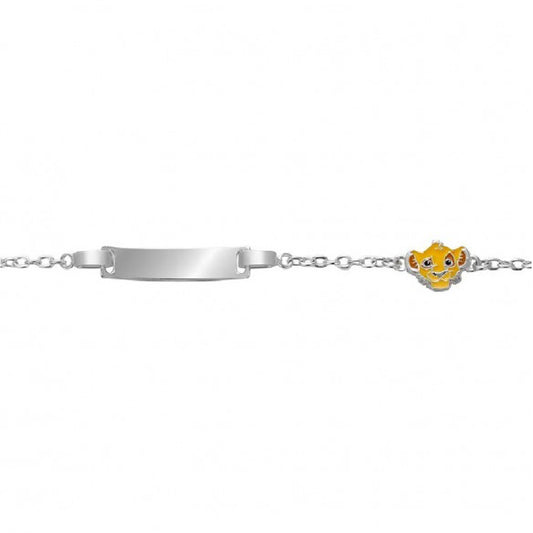 Bracciale bambina Disney in acciaio targhetta e simba giallo Regolabile 12-14 cm