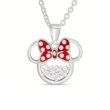 Collana catena Disney Minnie ottone argento e smalto rosso MISURA UNICA