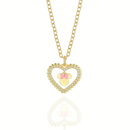 Collana catena Disney Minnie in ottone oro e cristalli cuore MISURA UNICA