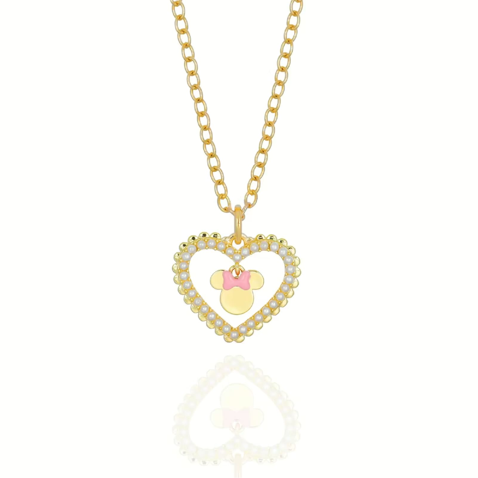Collana catena Disney Minnie in ottone oro e cristalli cuore MISURA UNICA