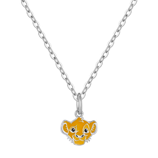Collana girocollo Disney acciaio con simba smaltato di giallo MISURA UNICA