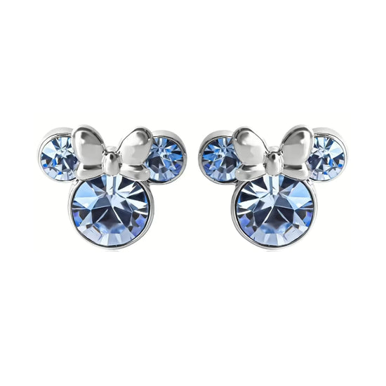 Orecchini lobo Disney Minnie ottone argento cristalli blu MISURA UNICA