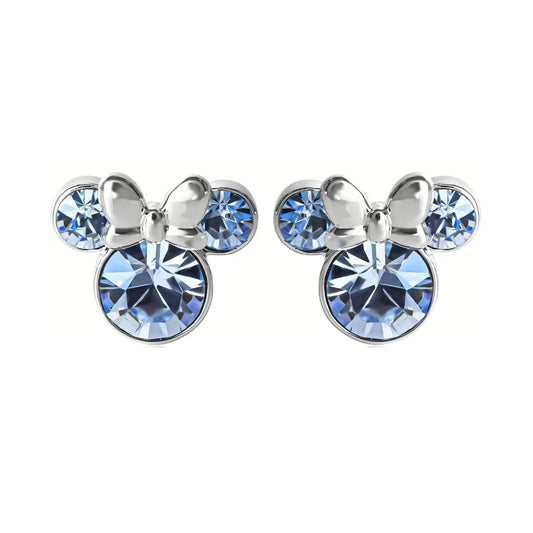 Orecchini lobo Disney Minnie ottone argento cristalli blu MISURA UNICA