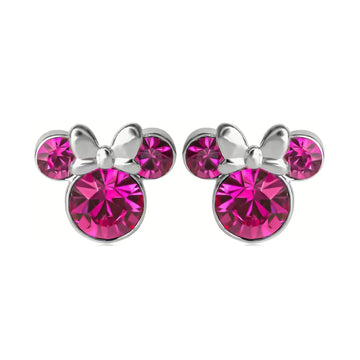 Orecchini lobo Disney Minnie ottone argento cristalli rosa MISURA UNICA